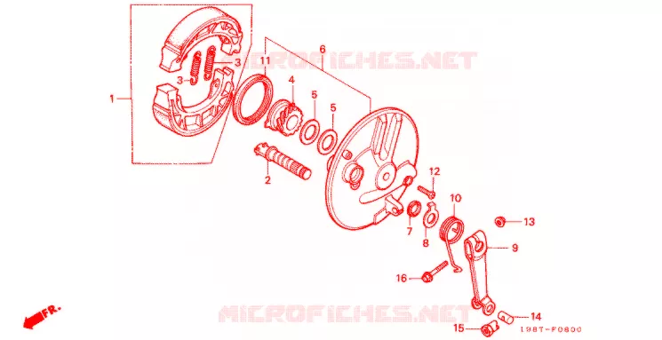 FLASQUE - MACHOIRES DE FREIN AVANT Honda MOTO 90 CD 1997  CD90ST
