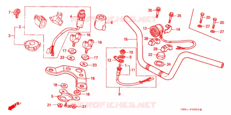 GUIDON - TE DE FOURCHE Honda MOTO 90 CD 1999  CD90W