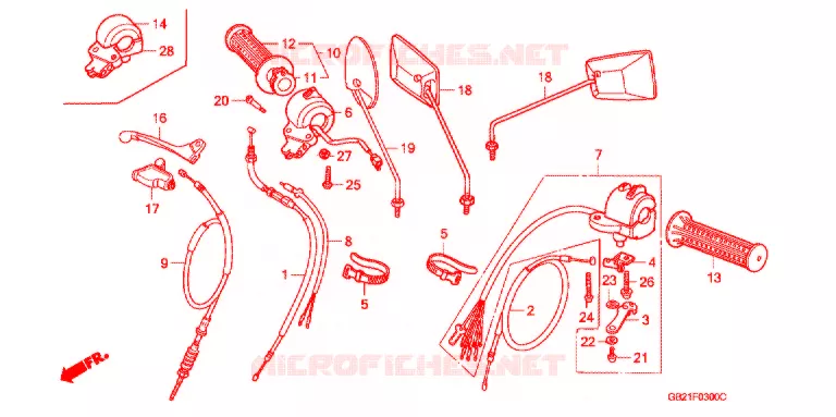 LEVIER DE GUIDON - CABLE - COMMODO Honda MOTO 50 CHALY 1985  CF50D