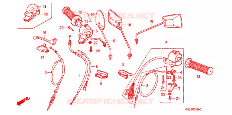 LEVIER DE GUIDON - CABLE - COMMODO Honda MOTO 50 CHALY 1988  CF50J