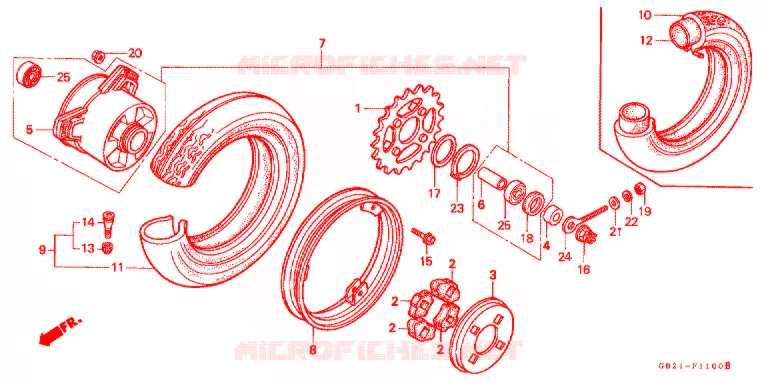 ROUE ARRIERE Honda MOTO 70 CHALY 1982  CF70C