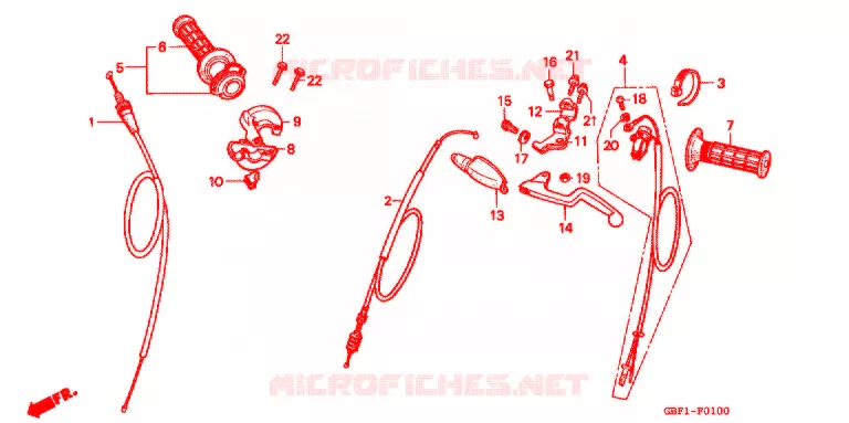 LEVIER DE GUIDON - CABLE - COMMODO Honda MOTO 80 CR 1998  CR80RBW