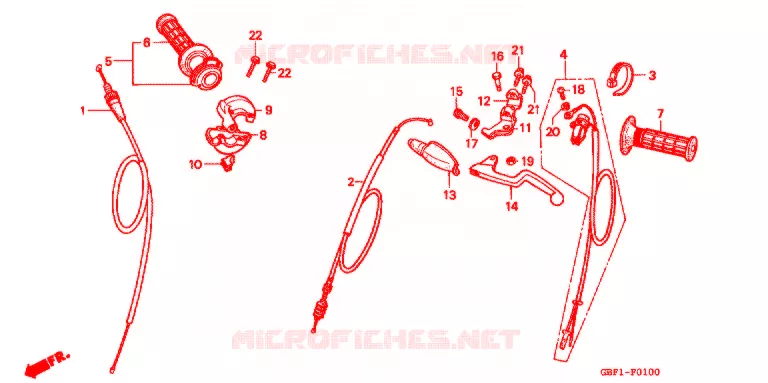 LEVIER DE GUIDON - CABLE - COMMODO Honda MOTO 80 CR 1996  CR80RT