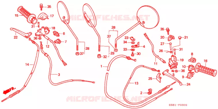 CABLES - COMMODOS - LEVIERS - POIGNEES Honda SCOOTER 50 other-models 1993  SY50MP