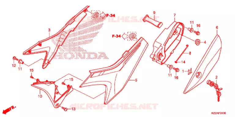 COUVERCLES LATERAUX (CRF250L/LA) Honda MOTO 250 CRF 2017  CRF250LAH