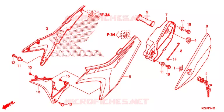 COUVERCLES LATERAUX (CRF250L/LA) Honda MOTO 250 CRF 2017  CRF250LH