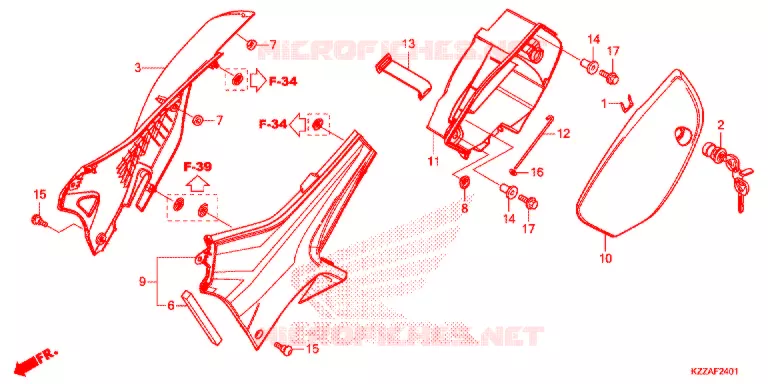 COUVERCLES LATERAUX (CRF250RL/RLA) Honda MOTO 250 CRF 2017  CRF250RLAH