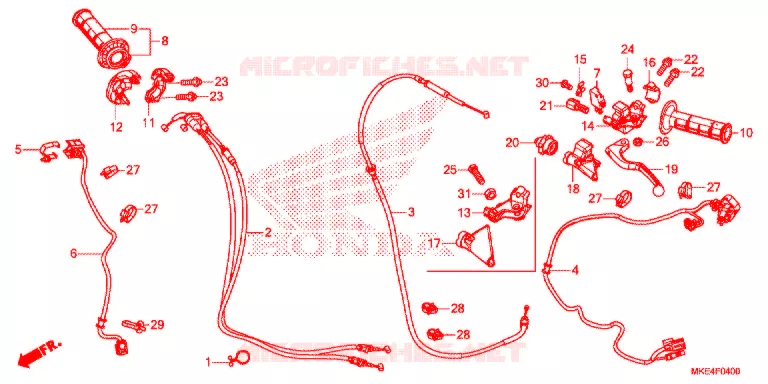 LEVIER DE GUIDON - CABLE - COMMODO (1) Honda MOTO 450 CRF 2018  CRF450RXH