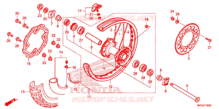 ROUE ARRIERE Honda MOTO 450 CRF 2017  CRF450RXH
