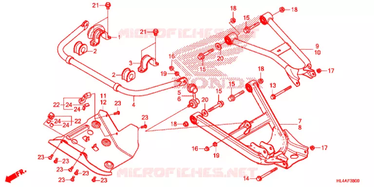 TRIANGLES - BARRE ANTI ROULIS Honda ATV 1000 PIONEER 2017  SXS1000M5DH