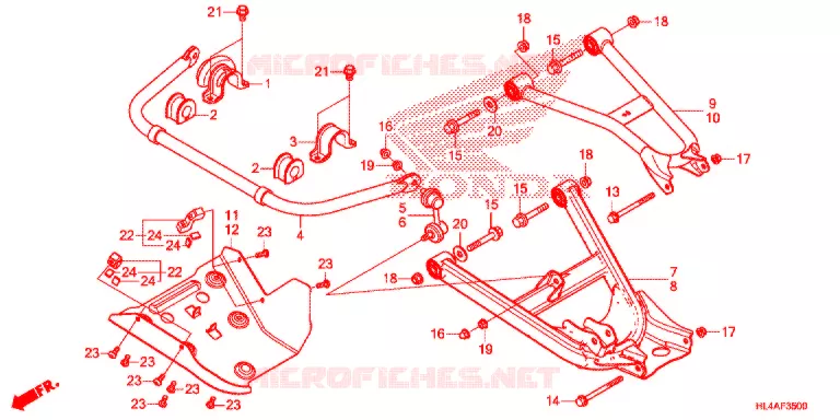 TRIANGLES - BARRE ANTI ROULIS Honda ATV 1000 PIONEER 2017  SXS1000M5LH