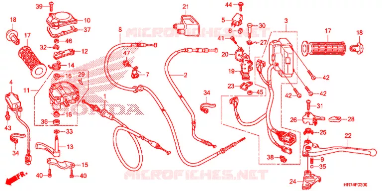 LEVIER DE GUIDON - CABLE - COMMODO Honda ATV 420 FOURTRAX 2017  TRX420FA6H