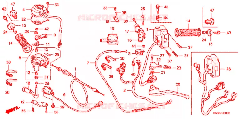 LEVIER DE GUIDON - CABLE - COMMODO Honda ATV 680 FOURTRAX 2009  TRX680FA9