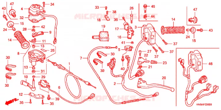 LEVIER DE GUIDON - CABLE - COMMODO Honda ATV 680 FOURTRAX 2009  TRX680FA9