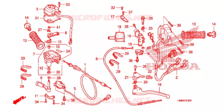 LEVIER DE GUIDON - CABLE - COMMODO Honda ATV 680 FOURTRAX 2011  TRX680FAB
