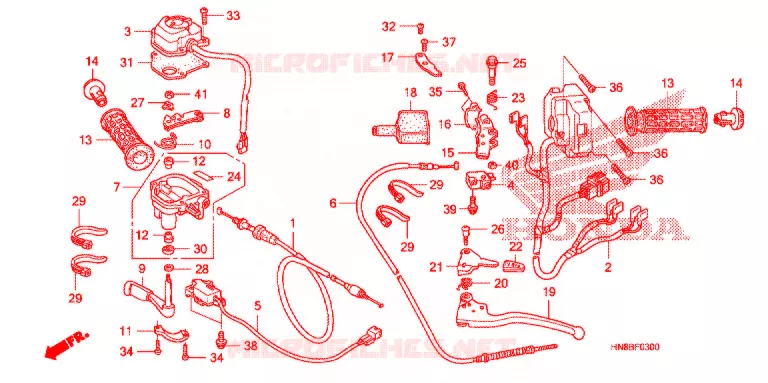 LEVIER DE GUIDON - CABLE - COMMODO Honda ATV 680 FOURTRAX 2012  TRX680FAC