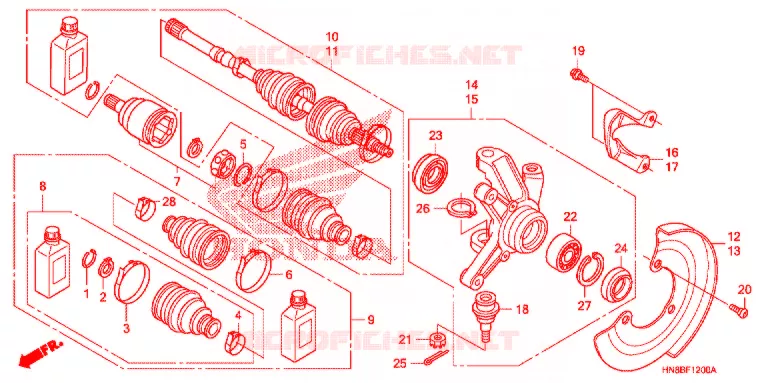 ARBRE DE ROUE AVANT Honda ATV 680 FOURTRAX 2012  TRX680FAC