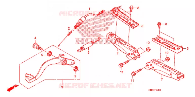 REPOSE PIED - PEDALE Honda ATV 680 FOURTRAX 2012  TRX680FAC