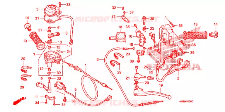 LEVIER DE GUIDON - CABLE - COMMODO Honda ATV 680 FOURTRAX 2013  TRX680FAD