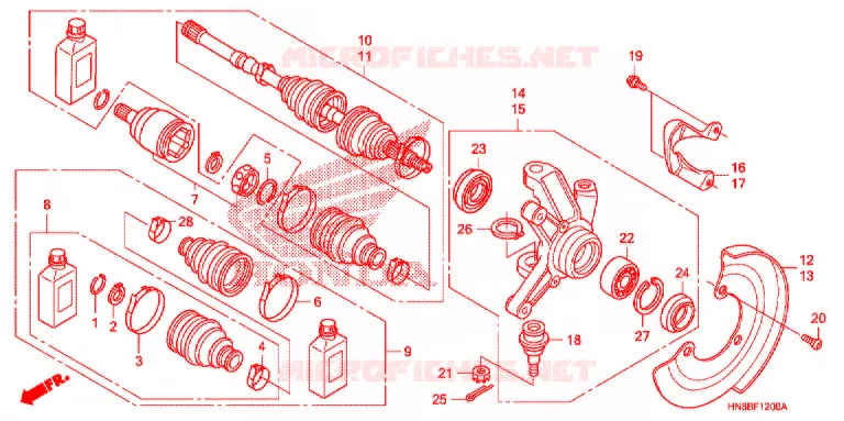 ARBRE DE ROUE AVANT Honda ATV 680 FOURTRAX 2014  TRX680FAE
