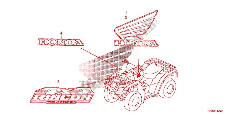 AUTOCOLLANTS pour Honda FOURTRAX 680 RINCON de 2014