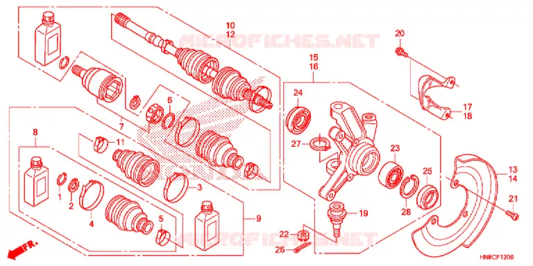 ARBRE DE ROUE AVANT Honda ATV 680 FOURTRAX 2017  TRX680FAH