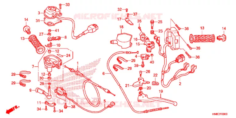 LEVIER DE GUIDON - CABLE - COMMODO Honda ATV 680 FOURTRAX 2017  TRX680FAH