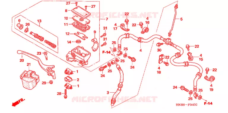 MAITRE CYLINDRE DE FREIN AVANT Honda ATV 680 FOURTRAX 2007  TRX680FGA7