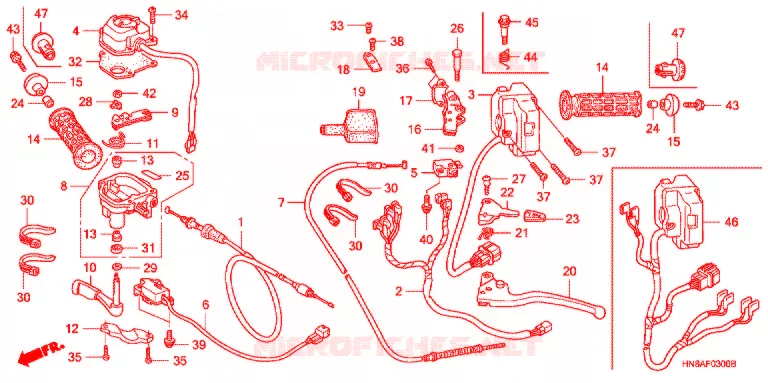 LEVIER DE GUIDON - CABLE - COMMODO Honda ATV 680 FOURTRAX 2009  TRX680FGA9