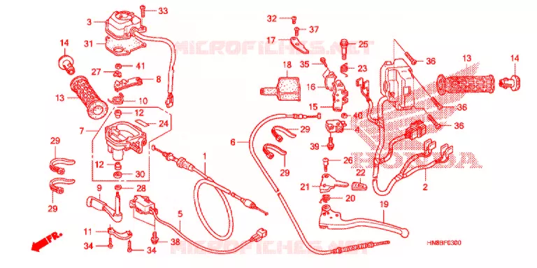LEVIER DE GUIDON - CABLE - COMMODO Honda ATV 680 FOURTRAX 2010  TRX680FGAA