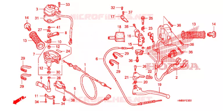 LEVIER DE GUIDON - CABLE - COMMODO Honda ATV 680 FOURTRAX 2010  TRX680FGAA
