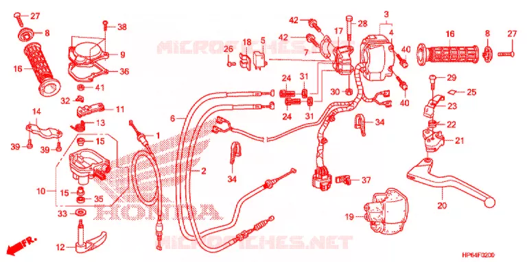 LEVIER DE GUIDON - CABLE - COMMODO Honda ATV 700 FOURTRAX 2008  TRX700XX8