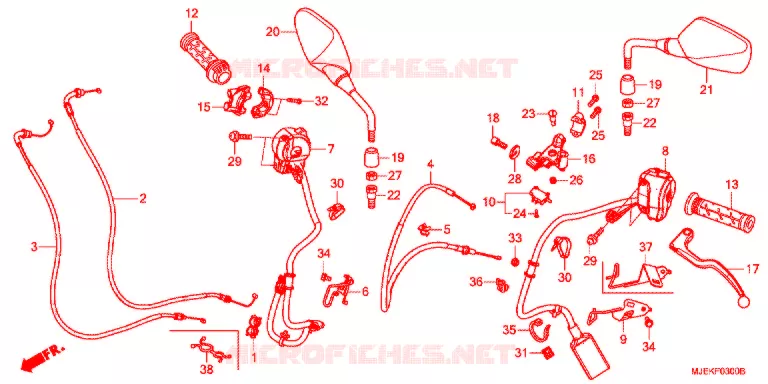 LEVIER DE GUIDON - CABLE - COMMODO Honda MOTO 650 CBF 2015  CB650FAE