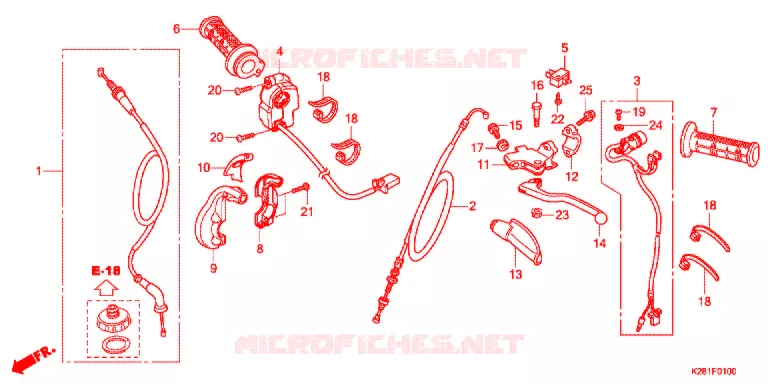 LEVIER DE GUIDON - CABLE - COMMODO Honda MOTO 125 CRF 2017  CRF125FBE