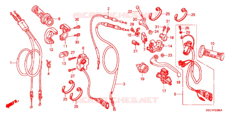 LEVIER DE GUIDON - CABLE - COMMODO Honda MOTO 250 CRF 2013  CRF250XD
