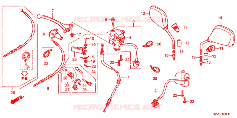 LEVIER DE GUIDON - CABLE - COMMODO Honda MOTO 110 CUB 2016  NBC110BNG