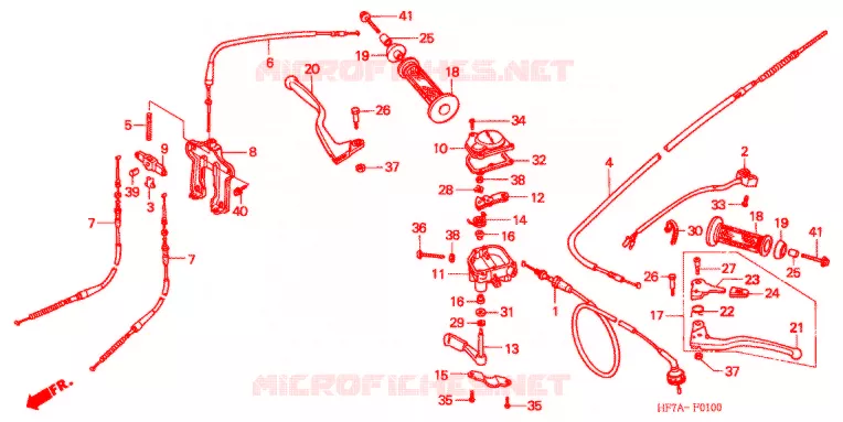 LEVIER DE GUIDON - CABLE - COMMODO Honda ATV 90 FOURTRAX 2005  TRX905