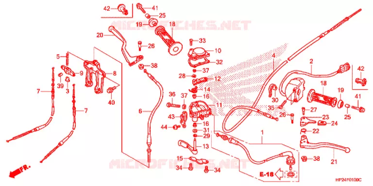 LEVIER DE GUIDON - CABLE - COMMODO Honda ATV 90 FOURTRAX 2006  TRX906