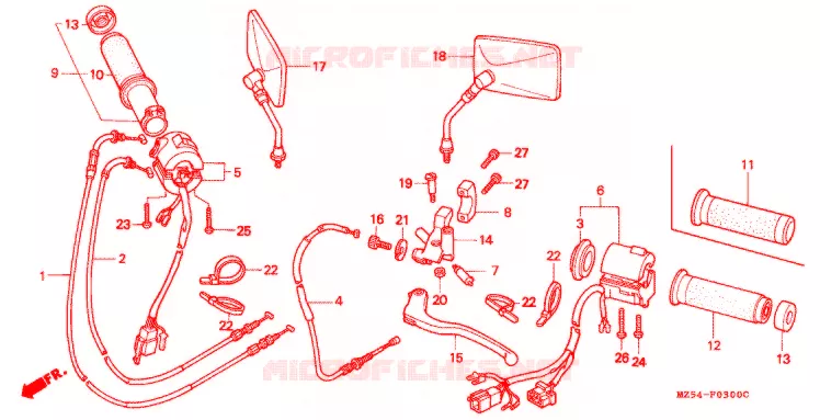 COMMODOS - POIGNEES Honda MOTO 750 VF 1995  VF750CDS