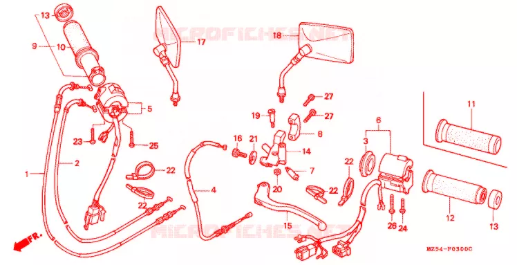 COMMODOS - POIGNEES Honda MOTO 750 VF 1995  VF750CS