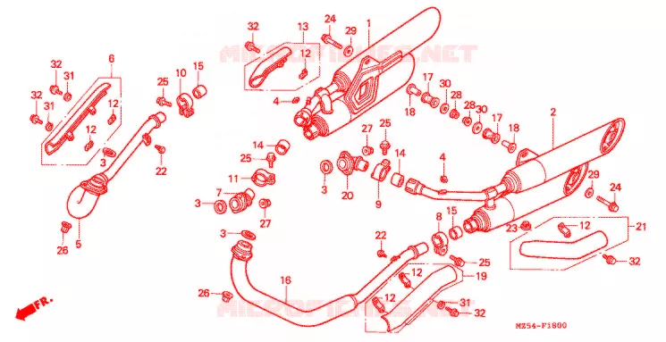 SILENCIEUX D'ECHAPPEMENT Honda MOTO 750 VF 1995  VF750CS