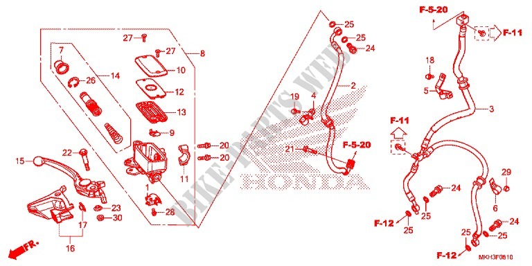 MAITRE CYLINDRE DE FREIN AVANT pour Honda X ADV 750 de 2017