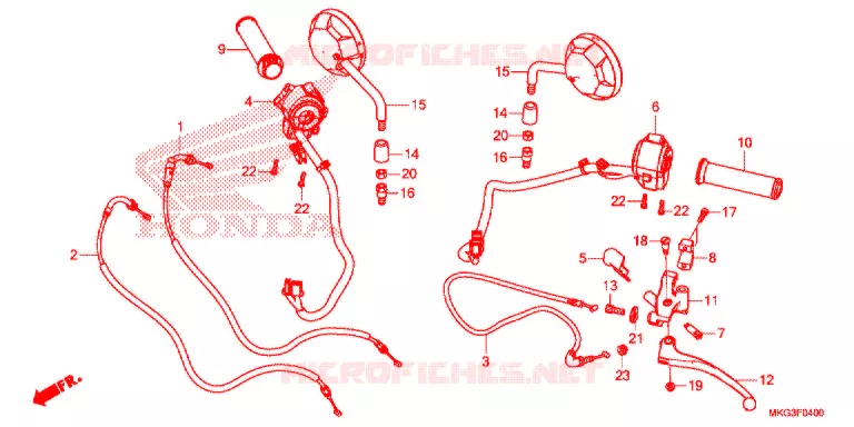 LEVIER DE GUIDON - CABLE - COMMODO Honda MOTO 500 REBEL 2018  CMX500AH