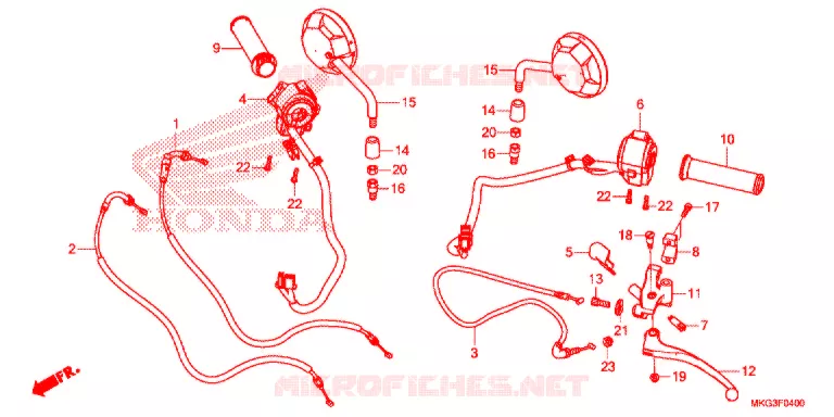LEVIER DE GUIDON - CABLE - COMMODO Honda MOTO 500 REBEL 2019  CMX500AH