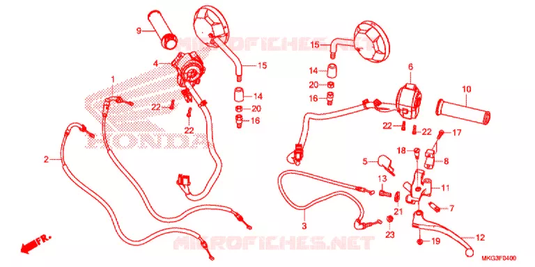 LEVIER DE GUIDON - CABLE - COMMODO Honda MOTO 500 REBEL 2018  CMX500AH