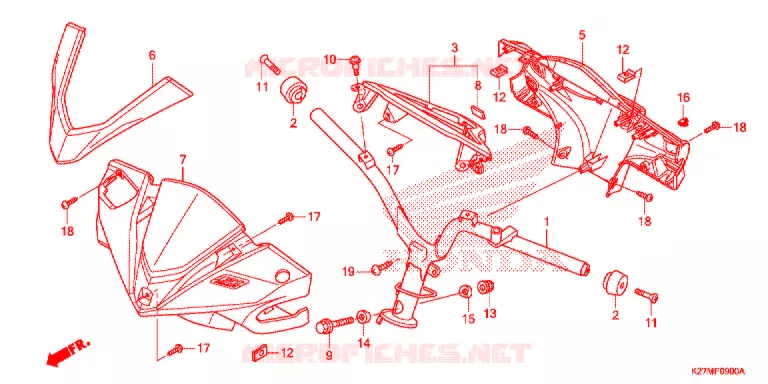 GUIDON - CARENAGE Honda SCOOTER 125 AIR-BLADE 2016  ACA125CBFE