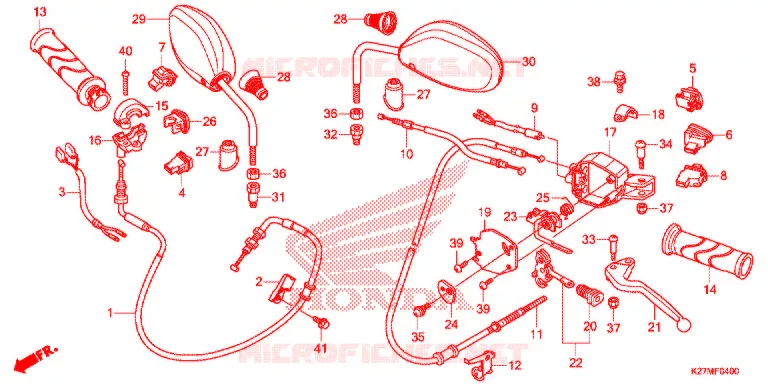 LEVIER DE GUIDON - CABLE - COMMODO Honda SCOOTER 125 AIR-BLADE 2016  ACA125CBFE