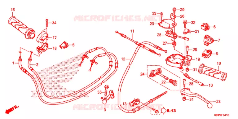 LEVIER DE GUIDON - CABLE - COMMODO Honda SCOOTER 110 BEAT 2017  ACH110CBFH