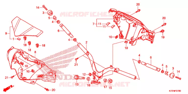 GUIDON - CARENAGE Honda MOTO 125 WAVE 2017  AFS125MCRH
