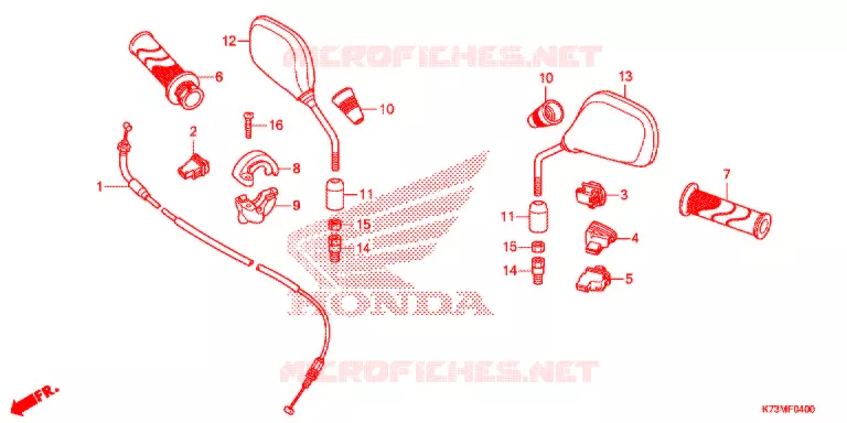 COMMODO - CABLE - RETROVISEUR Honda MOTO 125 WAVE 2017  AFS125MCSH